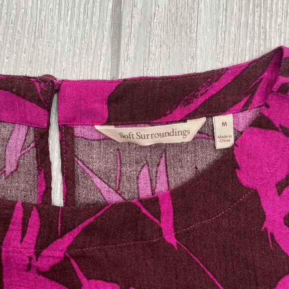 Soft Surroundings Purple Tropical Oceo Gauze Tunic & Wide Leg Pants Size Medium - Picture 6 of 16